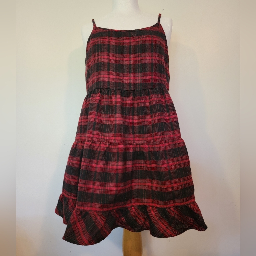 Blu Pepper Red and Black Plaid Casual Dress